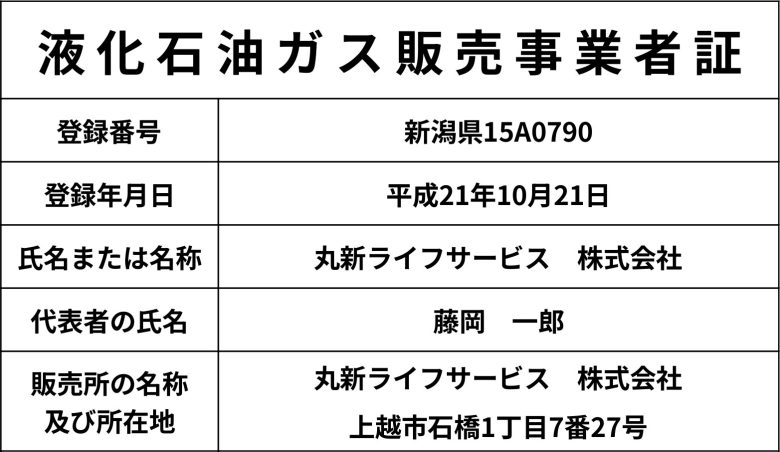 液化⽯油ガス販売事業者証